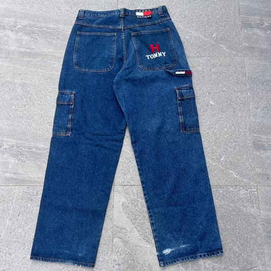 90s tommy hilfiger cargo jeans - 36”