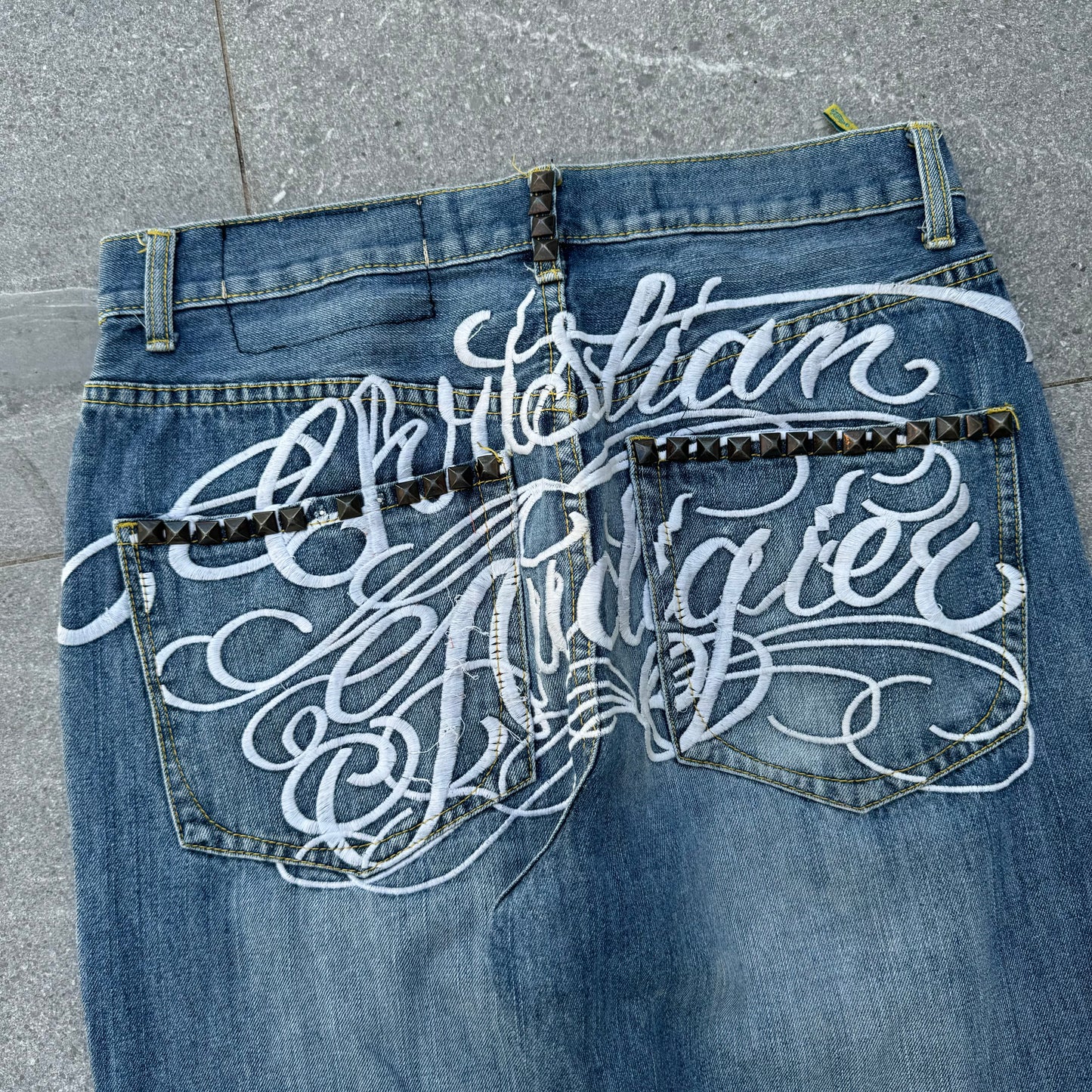 christian audigier studded jeans - 33x32”