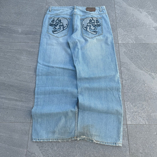 rare ecko skull jeans - 38x32”