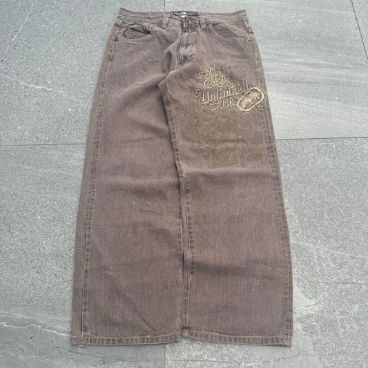 rare brown ecko jeans - 32x30”